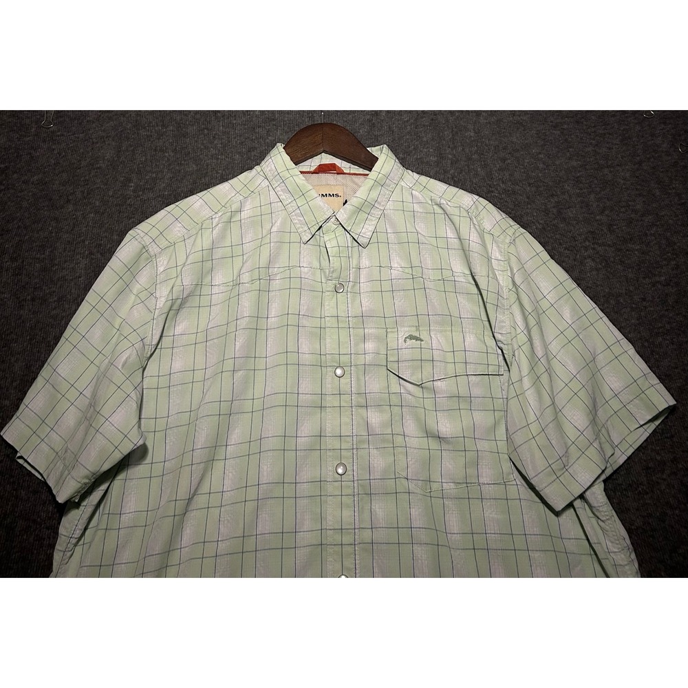 Simms pearl snap shirt short sleeve mens lightweight fishing performance XL